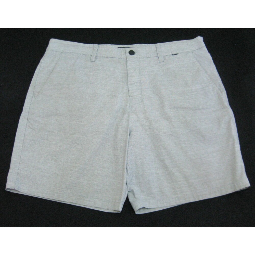 HURLEY Men's (Size 38) Gray Flat Front Chino Casual Shorts 4 Pockets Zipper Fly